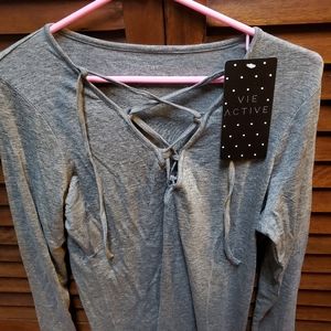 NWT Felicia Tie Up Long Sleeve Slate Grey L